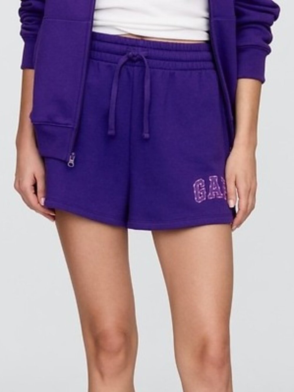 Gap Logo Fleece Drawstring Shorts High Rise Purple Candy Size Medium NEW